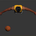Man Wearing Yellow HEAT 22 Jersey Standing with Basketball on Gray Background
