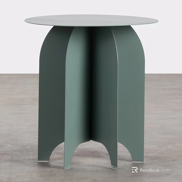 Green Modern Coffee Table with Curved Sculptural Base and Smooth Finish 3d model 