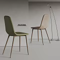 POLIFORM Modern Green And Beige Leather Dining Chairs With Slim Wooden Legs