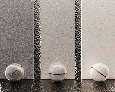 Textured Floor Tiles Display With Decorative Spheres 3d model
