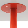 Minimalist Round Accent Table With White Top And Orange Single Cross Leg Base