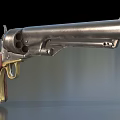 Antique Vintage Revolver With Brass Accents Wooden Grip And Metal Barrel