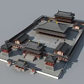 Ancient Chinese Architecture With Traditional Courtyard Multiple Buildings And Symmetrical Roofs