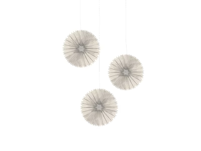 Hanging Decorative Ornament Set With Three Radial Design Pieces In White 3d model