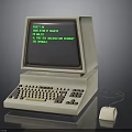 Vintage Computer Setup With Old Monitor Keyboard Mouse And Cable