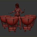 Modern Woman Musical Instruments Playing Percussion Solo Playing Drums Playing Drums Instruments 3d model