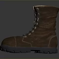 Brown Leather Work Boots With Lace Up Design And Rubber Soles