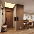 Warm Natural Wood Living And Dining Room Interior Design With Comfortable Sofas And Elegant Artworks