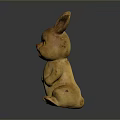 Vintage Yellow Rabbit Doll With Big Ears Red Eyes And Smiling Face