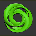 Green Spiral Loop Abstract Sculpture With Smooth Shiny Surface On Dark Background 3d model