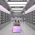 Skin Care and Imported Products Specialty Store with Modern Shelves and Display Tables