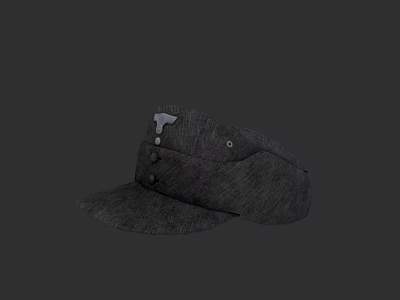 Gray Cloth Cap With Decorative Buttons And Badge Classic Fashion Accessory For Daily Wear 3d model