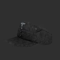 Gray Cloth Cap With Decorative Buttons And Badge Classic Fashion Accessory For Daily Wear
