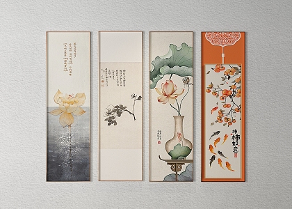 New Chinese Plant Painting Decorative Painting 3d model