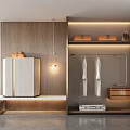 Hotel Guest Room Interior With Wooden Wall Wardrobe Hanging Clothes And Storage Shelves