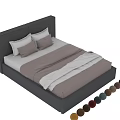 Modern Double Bed With Gray Headboard Light Beige Bedding White Pillows And Minimalist Design