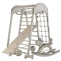 Wooden Play Equipment With Slide Ladder Climbing Net Rocking Horse And Ball