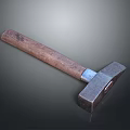 Vintage Metal Head Hammer with Wooden Handle on Gray Gradient Background