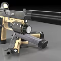 Tactical Black Tan Pistol With Suppressor Detachable Magazine Textured Grip And Modern Design