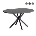 Modern Oval Coffee Table With Sleek Gray Tabletop and Crossed Dark Legs in Living Room
