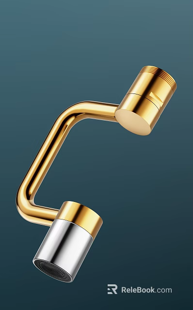 Contemporary Gold Faucet Design Featuring Curved Handle And Polished Surface 3d model 