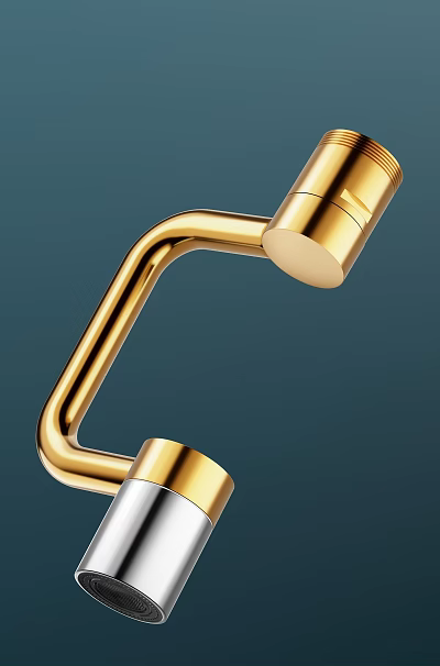 Contemporary Gold Faucet Design Featuring Curved Handle And Polished Surface 3d model