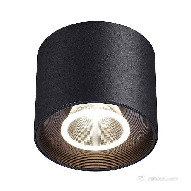 Sleek Black Modern Downlight Spotlight With Illuminated Center And Smooth Metal Finish 3d model 
