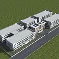 Modern Industrial Factory Building Complex With White Exteriors Green Grassland And Road