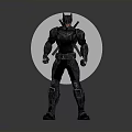 Batman Character In Black Armor Suit With Helmet And Weapons Standing Pose