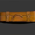 Vintage Orange Leather Suitcase with Top Handle and Buckle Accent Details