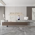Modern Architectural Design Company Reception Desk Interior With Marble Elements And Receptionist 3d model