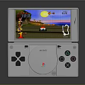 Sony White Handheld Game Console Displaying Colorful Racing Game Screen With Character