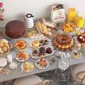 Modern Food Bread Cake Food 3d model
