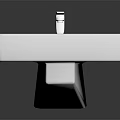 Modern White Square Washbasin Featuring Silver Faucet Sleek Design And Smooth Surface 3d model