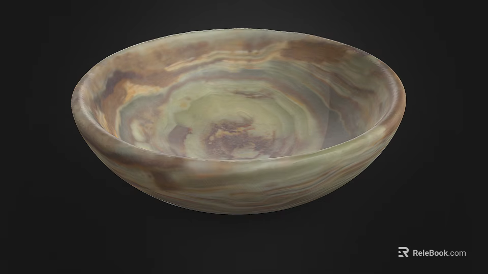 Elegant Decorative Bowl With Marble Like Texture In Natural Brown And Beige Tones 3d model 