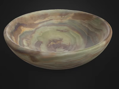 Elegant Decorative Bowl With Marble Like Texture In Natural Brown And Beige Tones 3d model