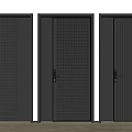 Three Modern Dark Gray Hinged Doors With Grid Vertical Stripes And Sleek Textured Design 3d model
