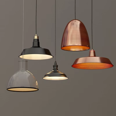 Modern Pendant Lights With Black Copper Transparent Glass Shades And Various Designs 3d model