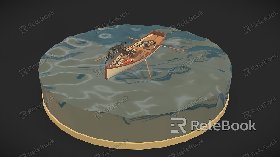 Cartoon River Cartoon Boat Wooden Boat Cartoon Scene Boat River Fishing Boat model