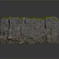 Natural Wood Stone Rock with Green Moss Cracks Layers and Reflective Base Surface