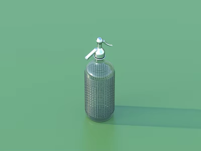 Transparent Soap Dispenser With Metal Pump And Grid Pattern On Green Background 3d model