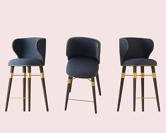 Modern Bar Chair Bar Chair dark blue 3d model