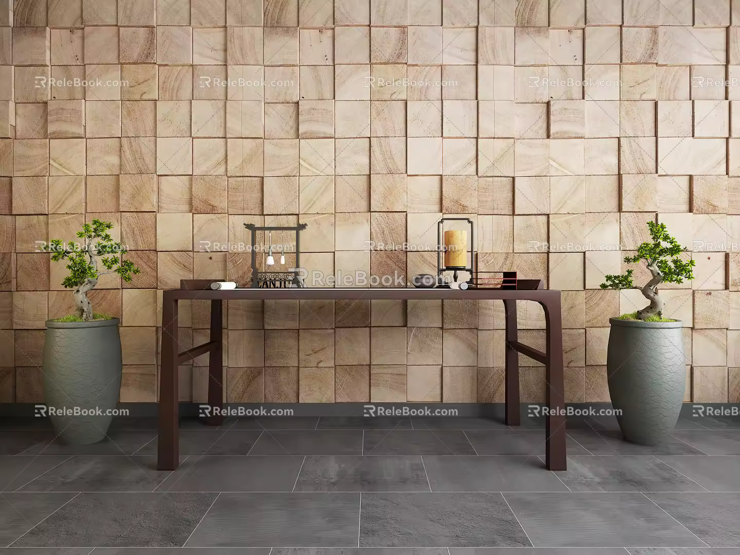 New Chinese Style Desk End View Desk 3d model