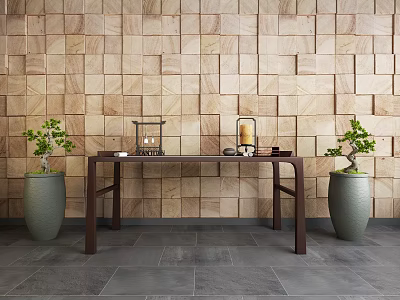New Chinese Style Desk End View Desk 3d model