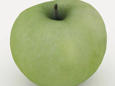 Fresh Green Apple with Smooth Skin and Natural Stem on White Background 3d model