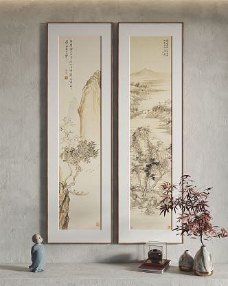 New Chinese Landscape Painting Hanging Painting Decorative Painting 3d model