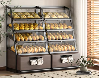 Modern Bread Display Cabinet Dessert Bakery Dessert Display Cabinet Baking Store Shelf Bread Shelf Display Cabinet 3d model