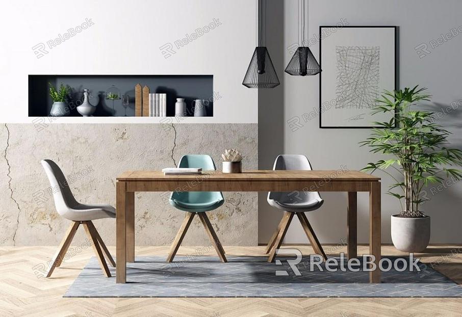 Dining table and chair combination model