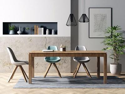 Dining table and chair combination model