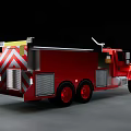 Red Fire Truck With Ladder Water Tank And Firefighting Equipment